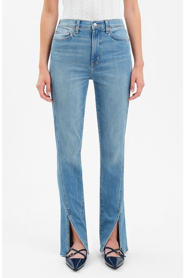 Downtown High Waist Split Hem Straight Leg Jeans, Main, color, CHATTY