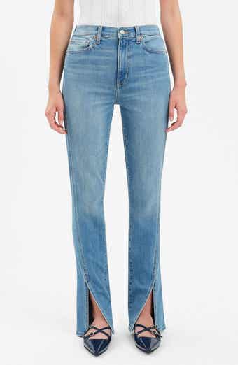 DAZE Downtown High Waist Split Hem Straight Leg Jeans