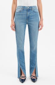 DAZE Downtown High Waist Split Hem Straight Leg Jeans