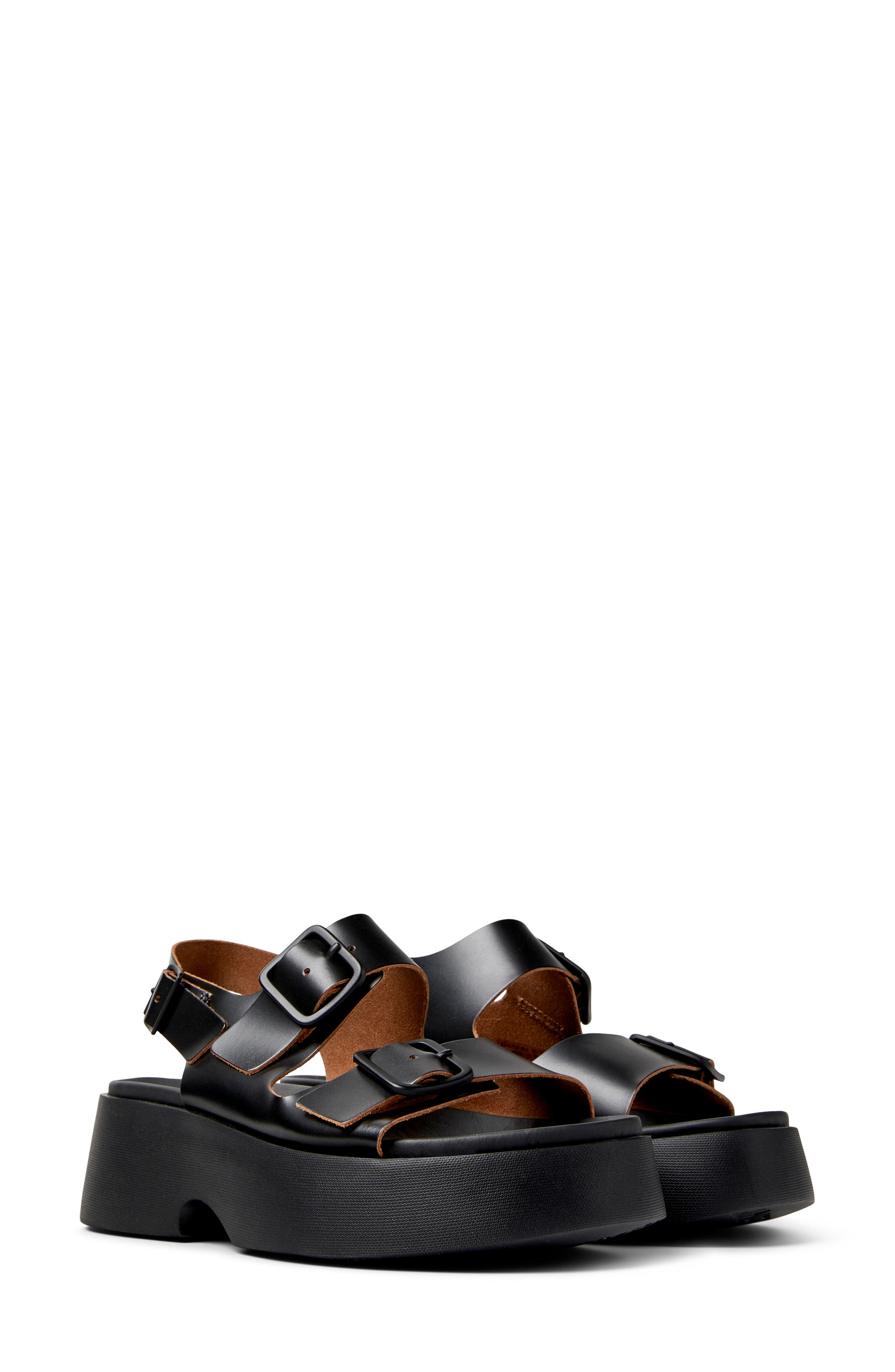 Camper Tasha Platform Sandal, Main, color, Black