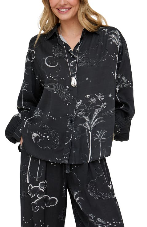 Palm Button Down Palm Print Shirt