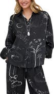 Raffya Palm Button Down Palm Print Shirt