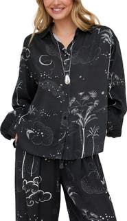 Raffya Palm Button Down Palm Print Shirt