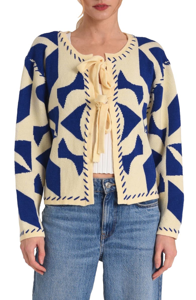 CIEBON Ana Pattern Tie Front Cardigan, Main, color, 