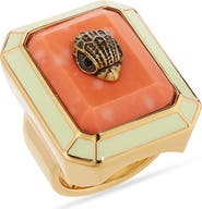 Kurt Geiger London Emerald Cut Turquoise Eagle Cocktail Ring