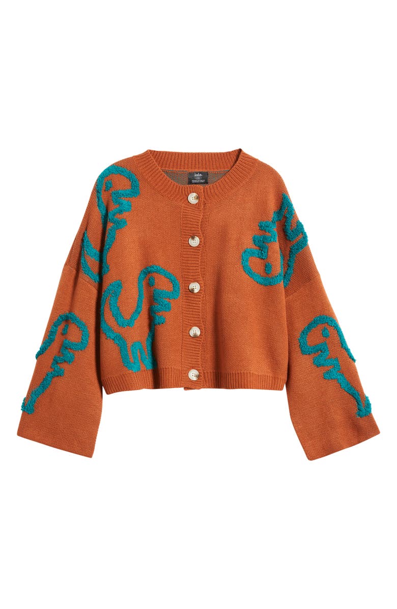 Dressed in Lala Rawr T-Rex Jacquard Cardigan, Alternate, color, Ginger