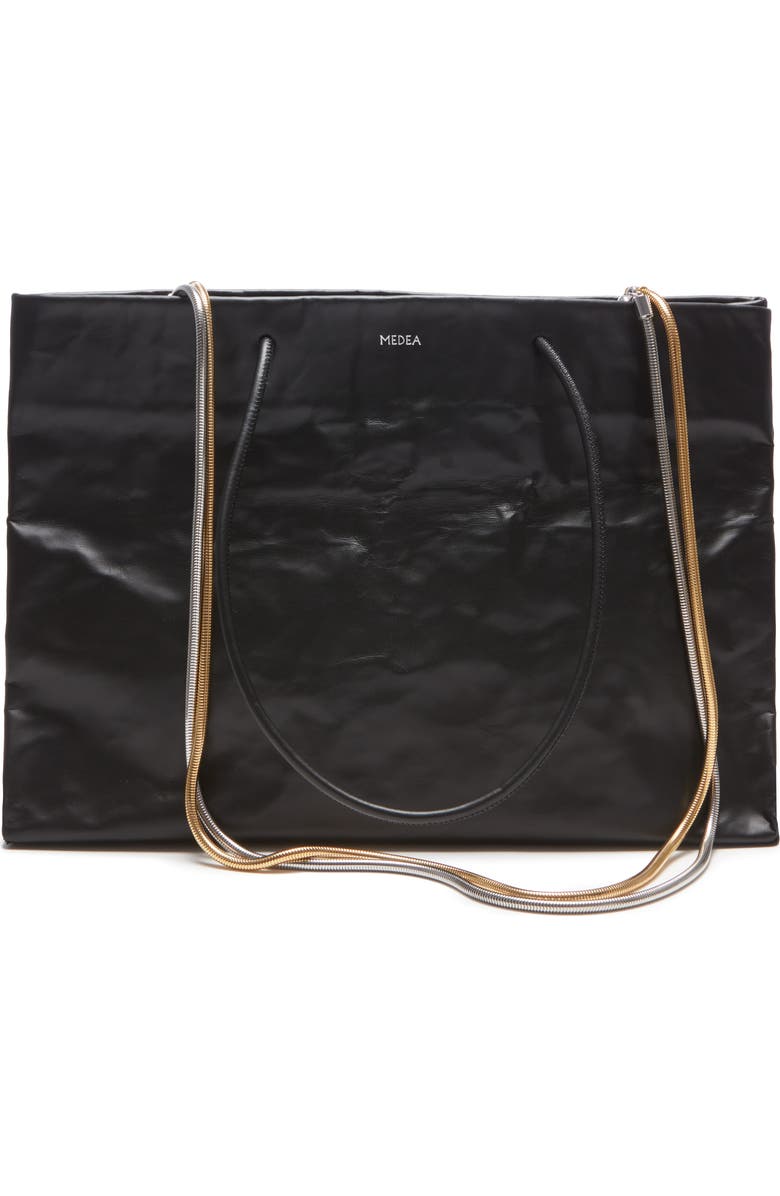 Medea Busted Dieci Leather Tote with Chains, Main, color,