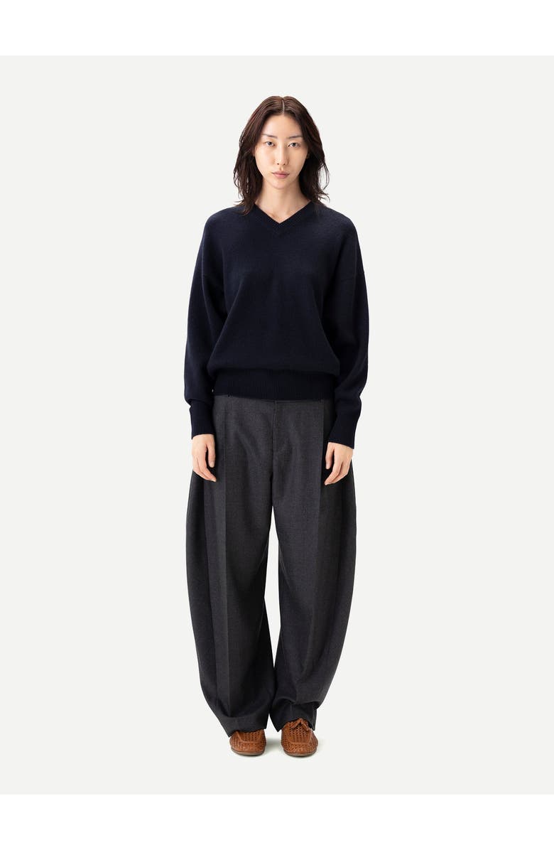 Gobi Cashmere Barrel-Leg Cashmere Pants, Alternate, color, Charcoal