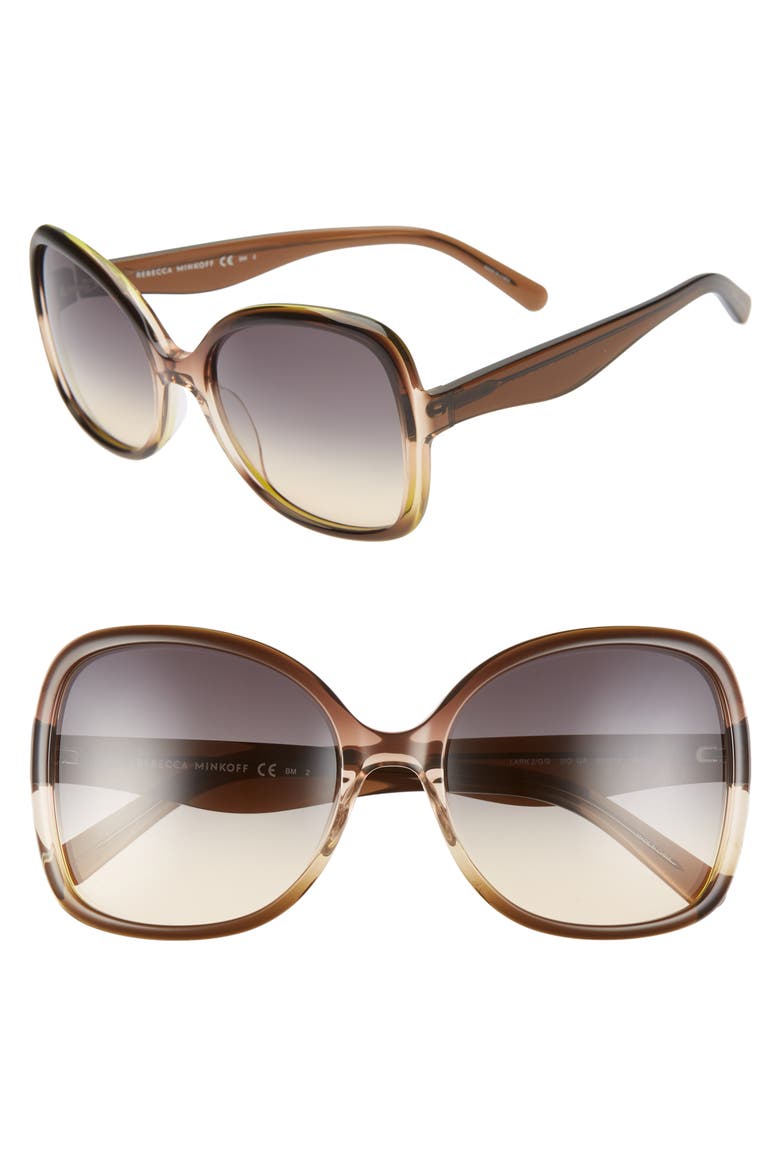 Lark2 58mm Butterfly Sunglasses, Main, color, LIME PEACH/ BROWN OCHRE