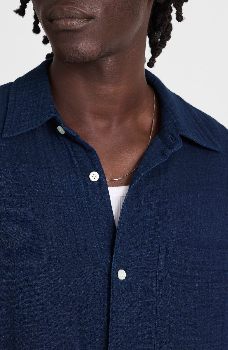 Madewell Indigo Dyed Cotton Button-Up Shirt, Alternate, color, Dark Indigo