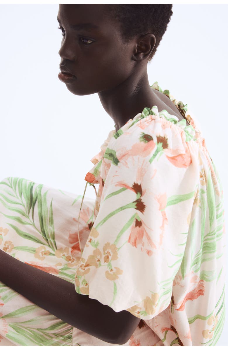 H&M Drawstring-detail Dress, Alternate, color, Light Pink/Floral