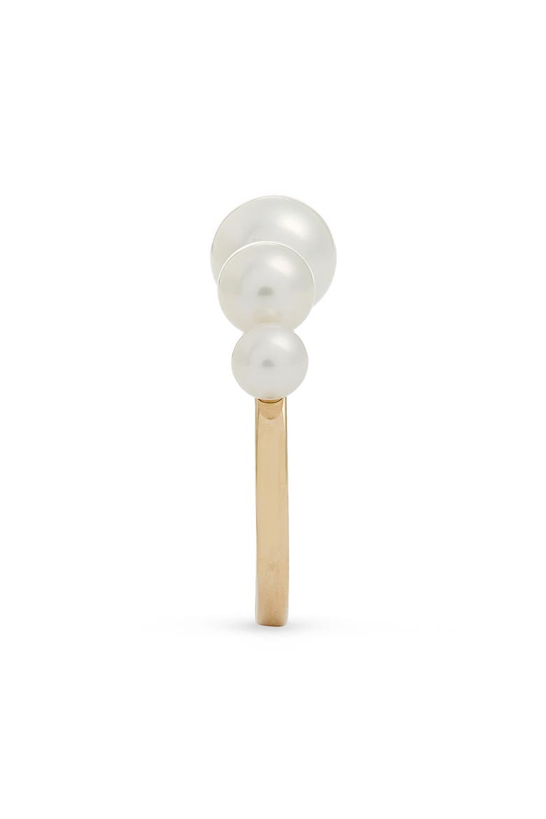 Graduated Cultured Pearl Ring, Alternate, color, YELLOW GOLD
