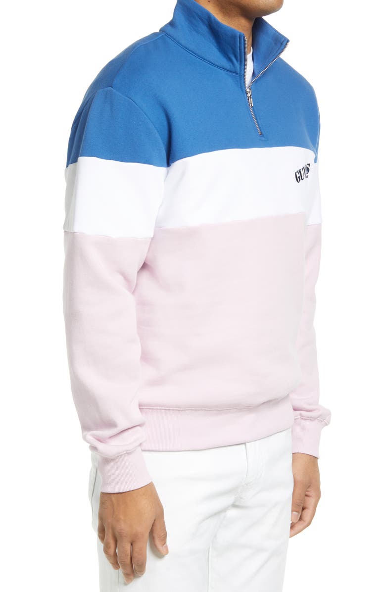 GUESS ORIGINALS Go Reynolds Colorblock Half Zip Cotton Blend Sweatshirt, Alternate, color, 