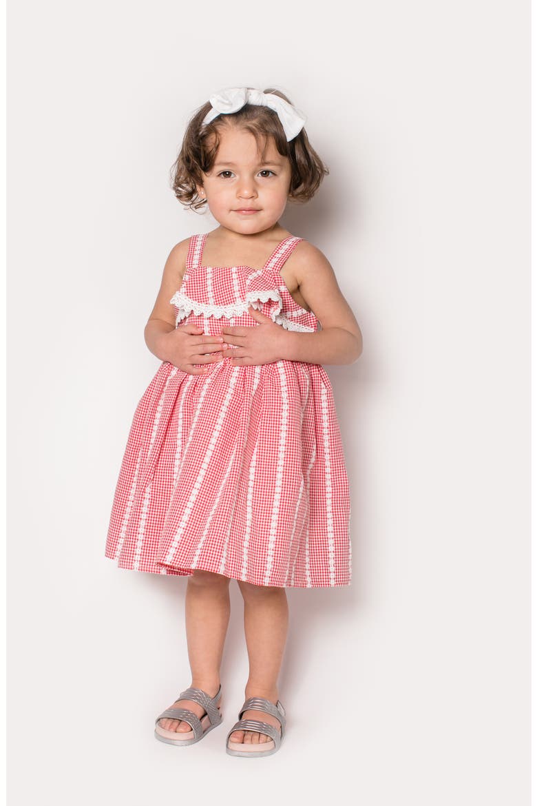 Kids' Lace Trim Cotton Dress, Alternate, color, RASPBERRY