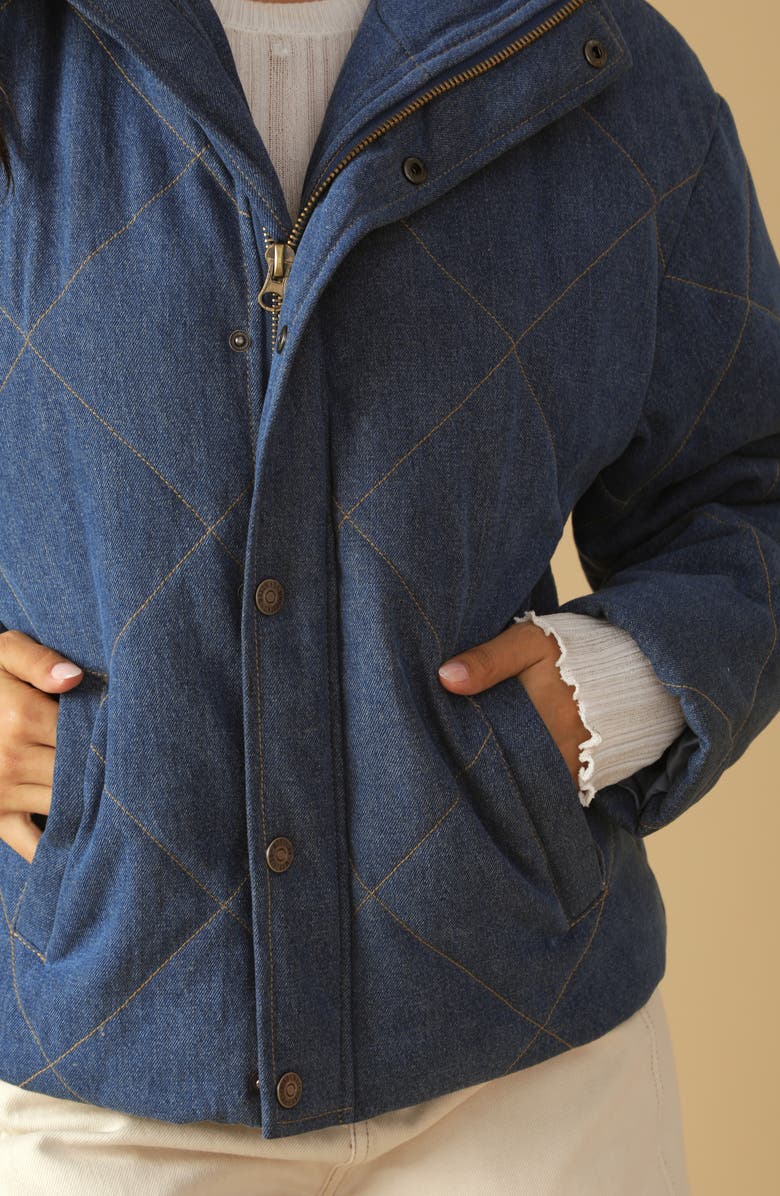 FLYING TOMATO Quilted Denim Jacket, Alternate, color, Medium Indigo