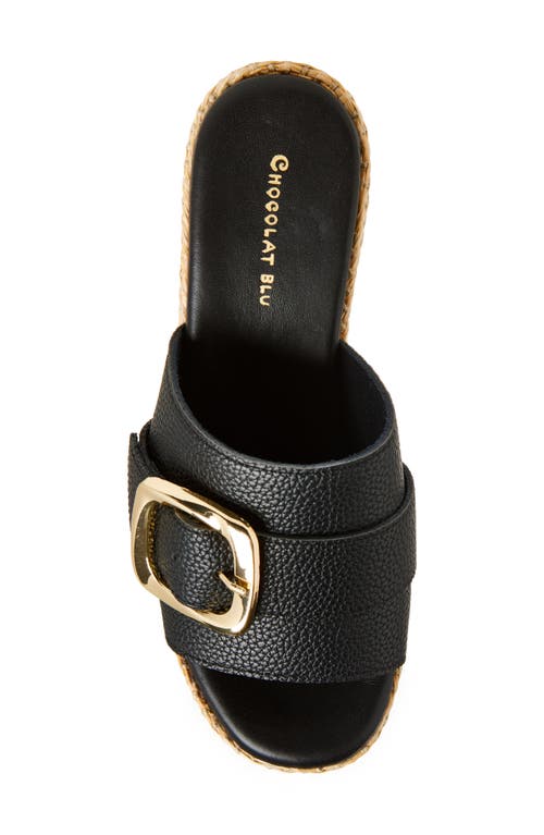 Chocolat Blu Jana Platform Wedge Slide Sandal In Black Leather
