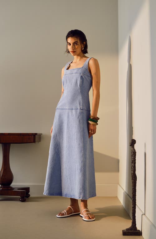 Topshop Sleeveless Drop Waist Denim Midi Dress In Multi