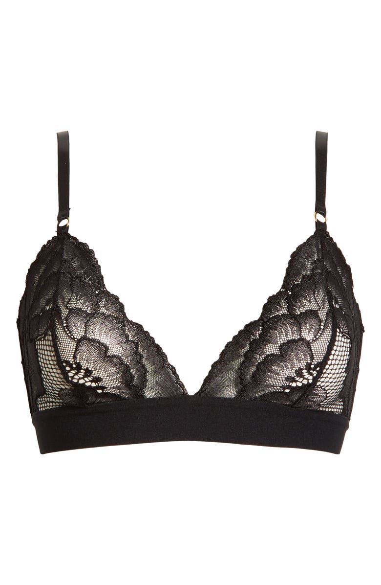 KILO BRAVA Floral Lace Triangle Bralette, Alternate, color, Black