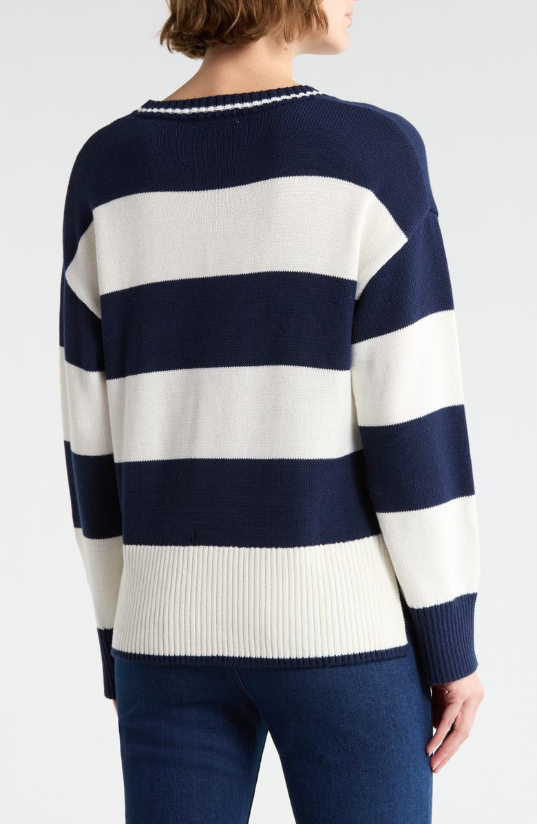 Vigoss Rugby Stripe Sweater, Alternate, color, Navy/ Creme