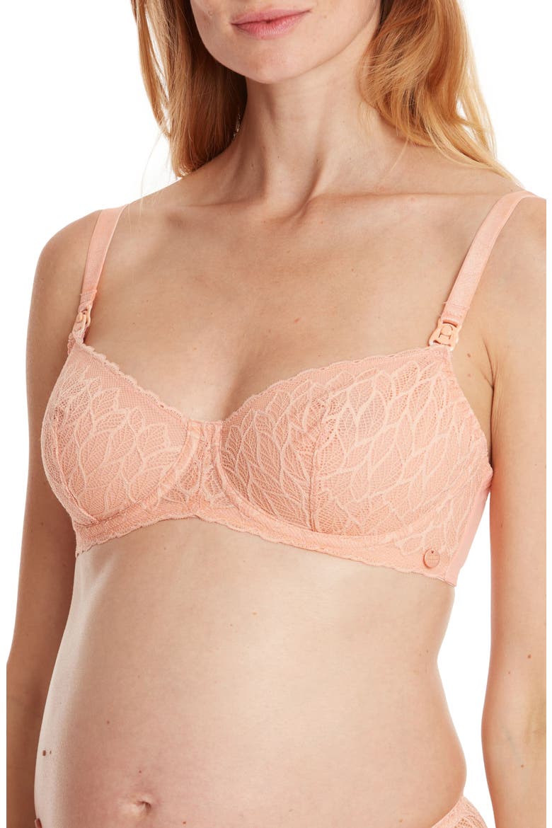 Bliss Lace Maternity/Nursing Bra, Main, color, PEACH