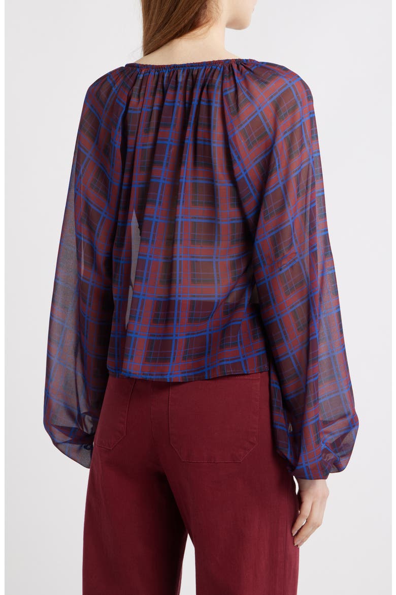 Plaid Balloon Top, Alternate, color, BURGUNDY MULTI