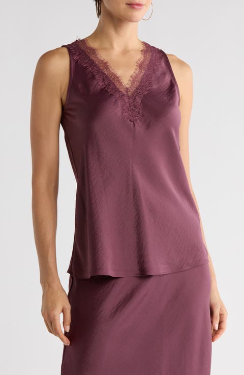 Lace Trim Satin Tank