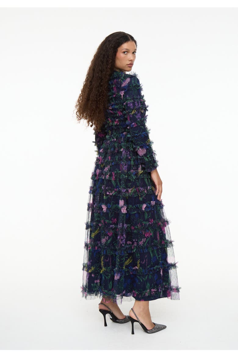 Modest Floral Ruffle High Neck Maxi Dress, Alternate, color, MULTICOLOUR