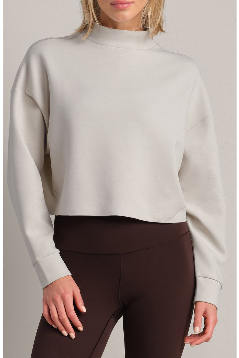 DreamGlow Mock Neck Crop Sweatshirt, Main, color, SAND