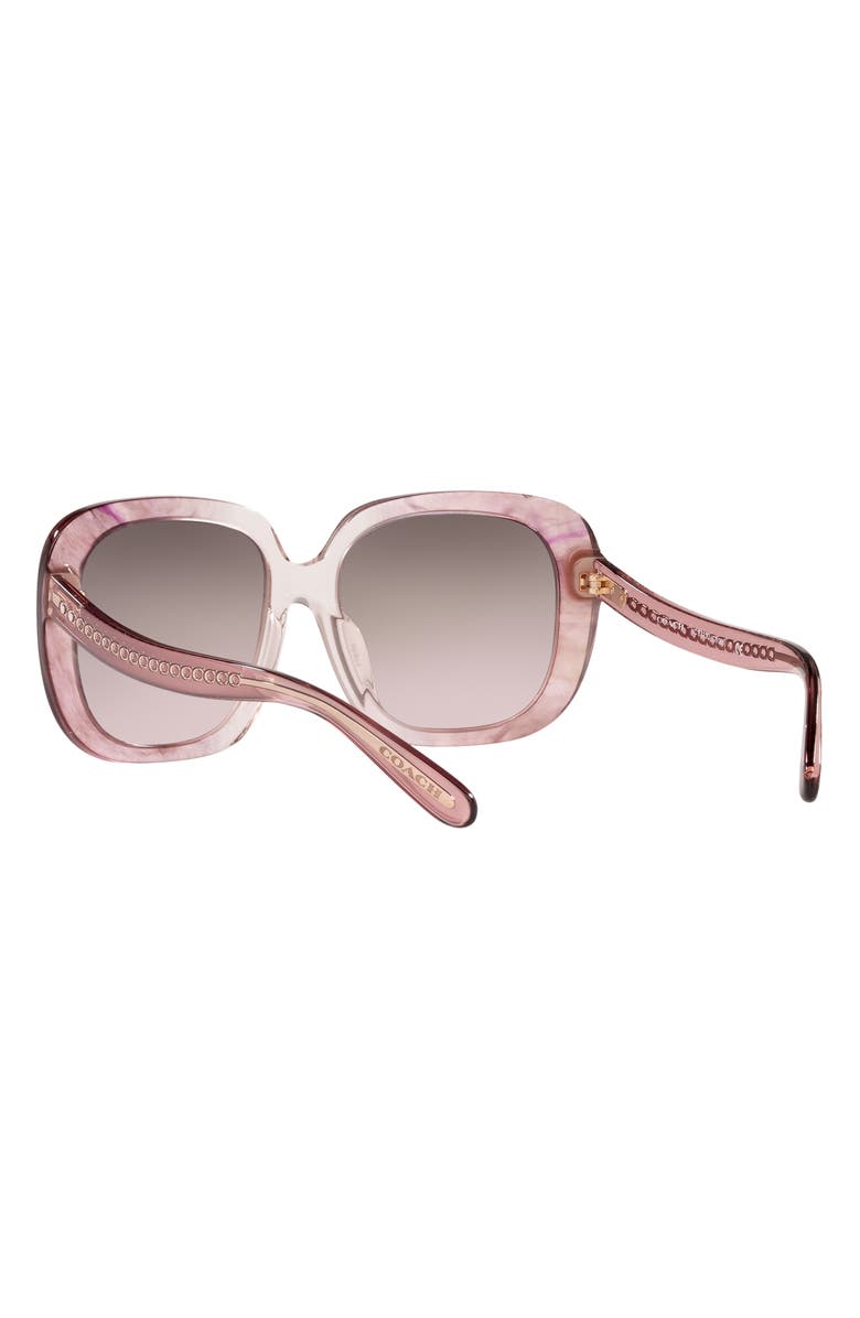 COACH 56mm Square Sunglasses, Alternate, color, Transparent Pink