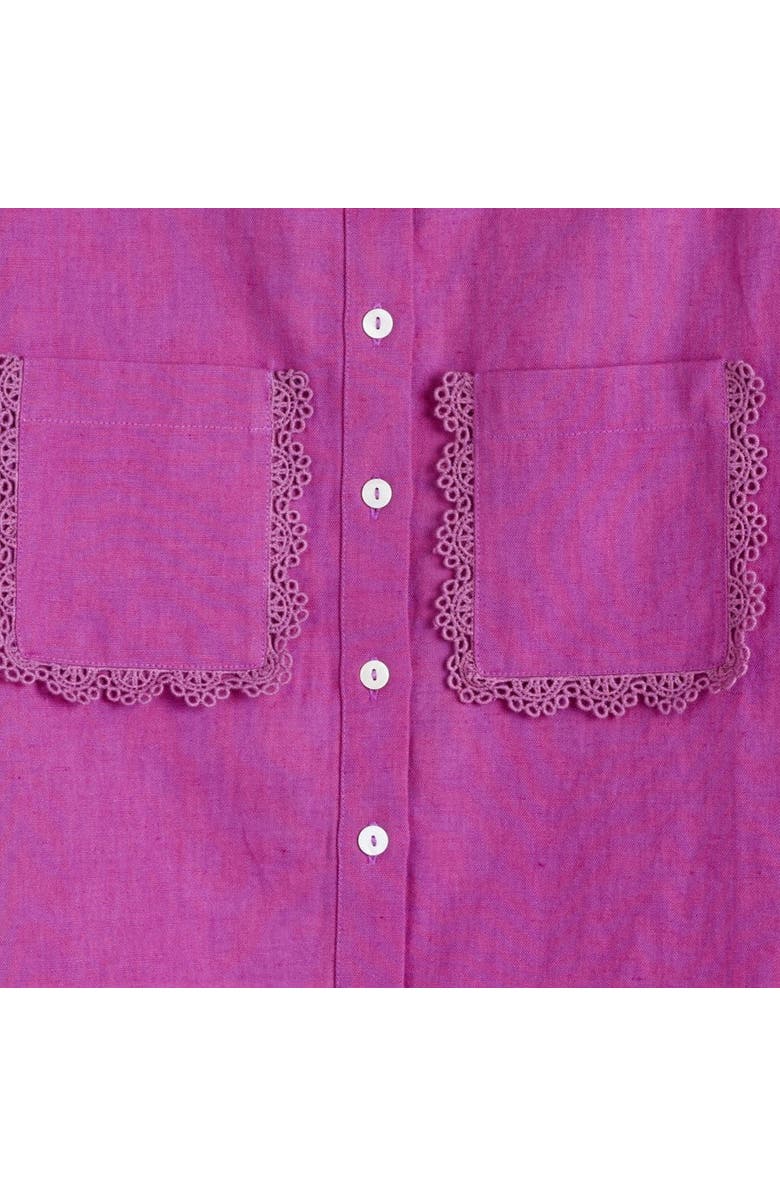 Chinti & Parker Sienna Linen-Blend Scallop Edge Shirt, Alternate, color, Magenta