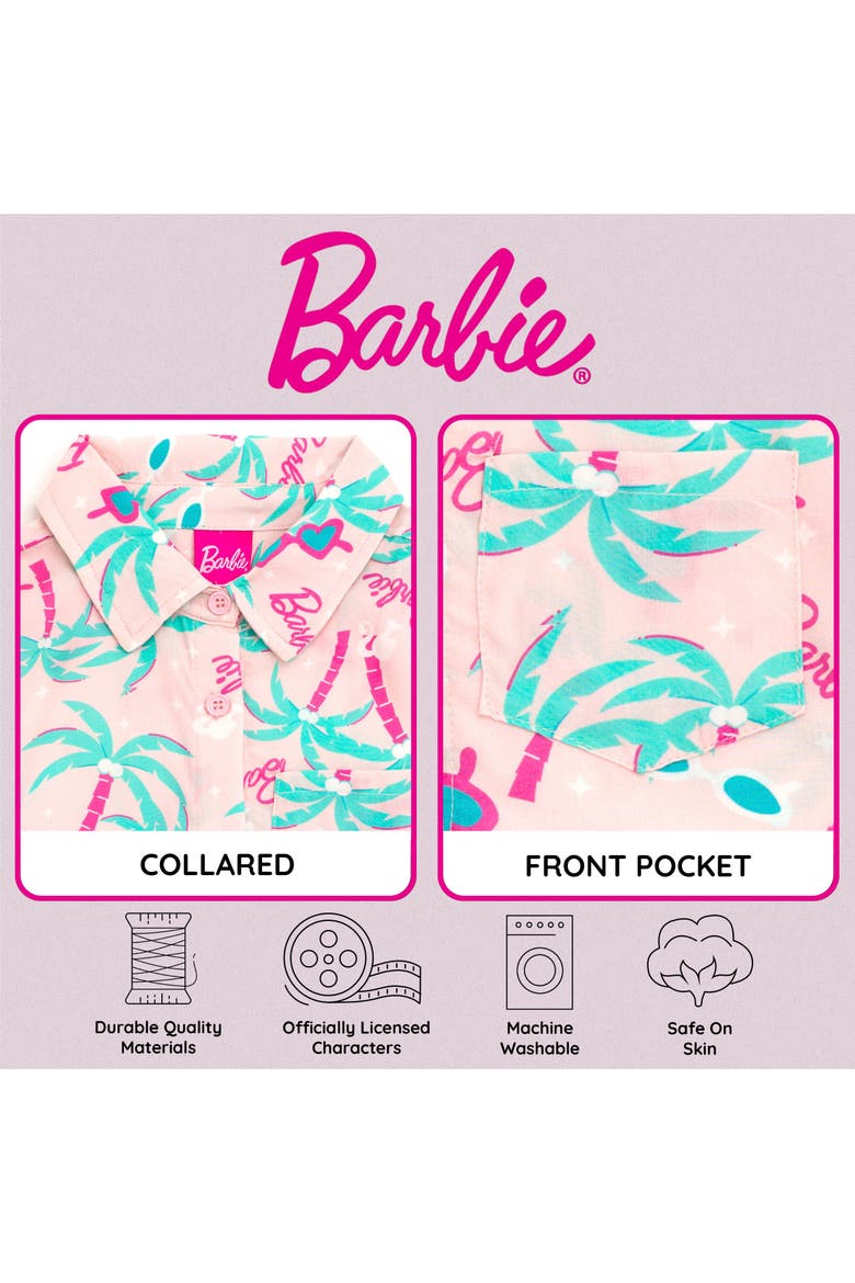 Hawaiian Button Down Shirt, Alternate, color, Barbie Light Pink