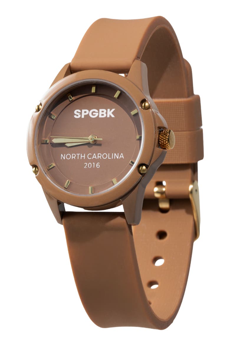 Brown Sugar Mini Silicone Strap Watch, 32mm, Main, color, BROWN