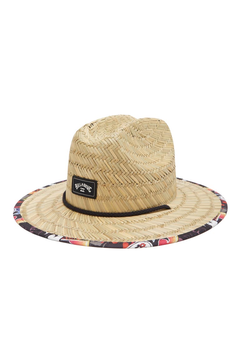 Tides Print Straw Sun Hat, Main, color, MULTI