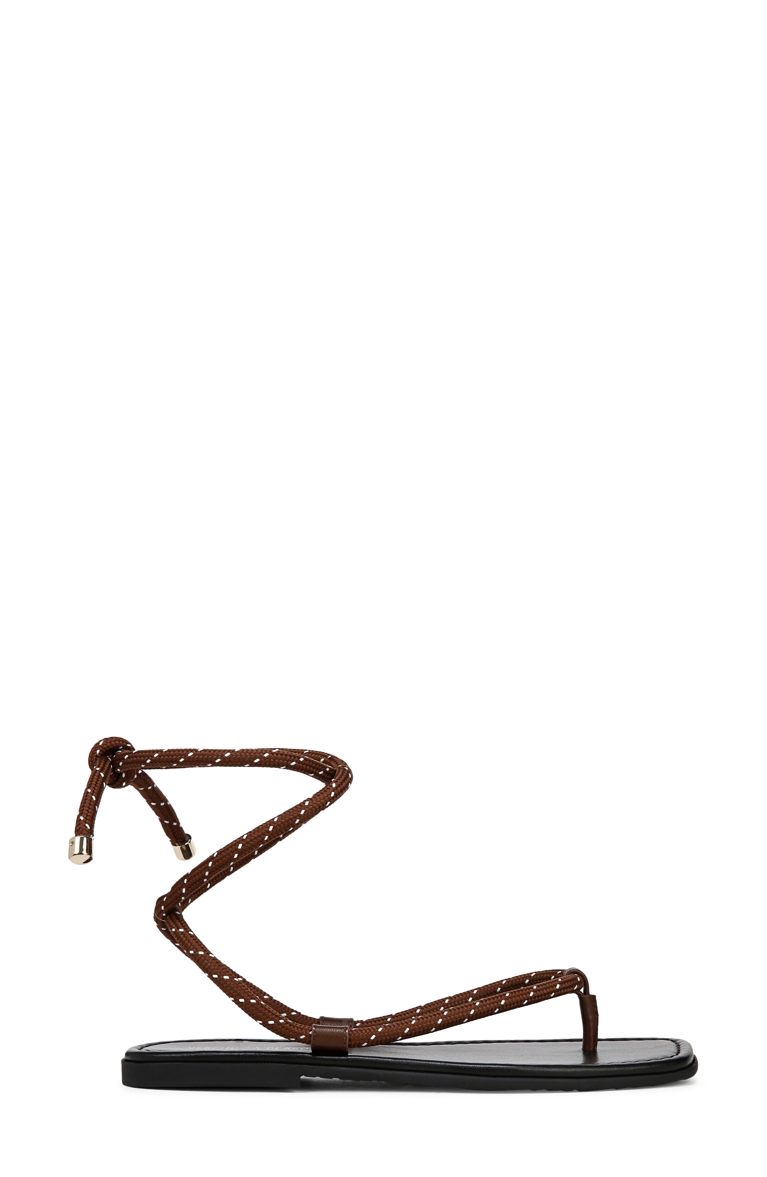 Veronica Beard Carmina Ankle Wrap Sandal, Alternate, color, Cedar/ Coconut