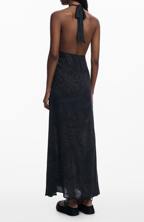 Desigual Halter Maxi Cover-up Dress In Black