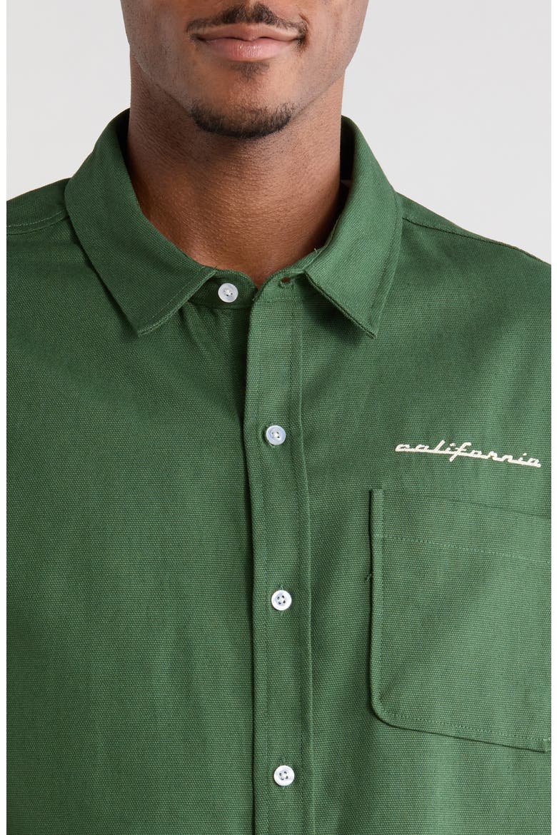 Sportster Cotton Canvas Button-Up Shirt, Alternate, color, GREEN