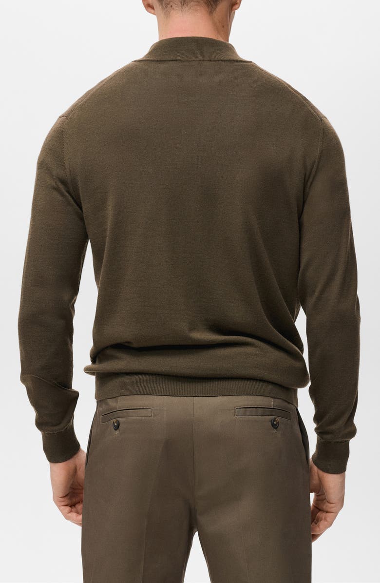 MANGO Perkins Wool Quarter Zip Sweater, Alternate, color, Olive Green