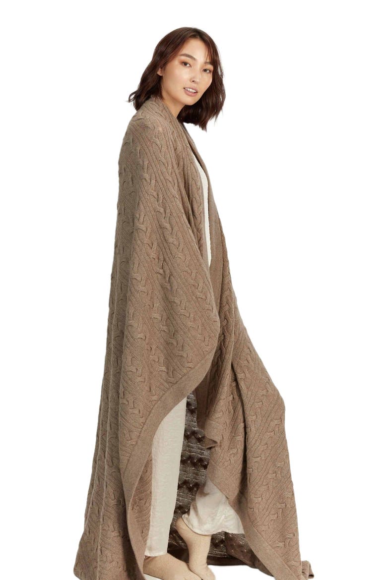Cable Knit Blanket, Alternate, color, taupe