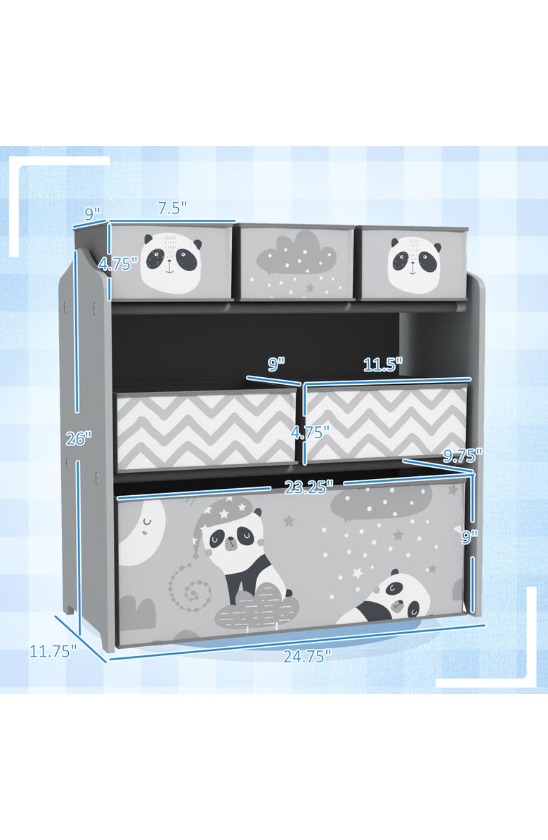 Qaba Toy Organizer with 6 Storage Bins, Kids Bedroom Storage Unit, Alternate, color, 