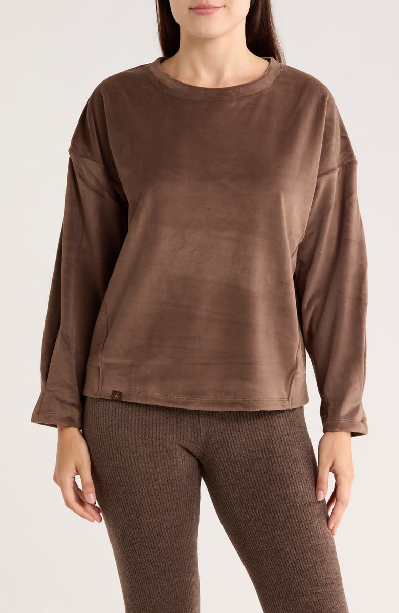 Barefoot Dreams<sup>®</sup> Luxechic Tucked Sweatshirt, Main, color, Java