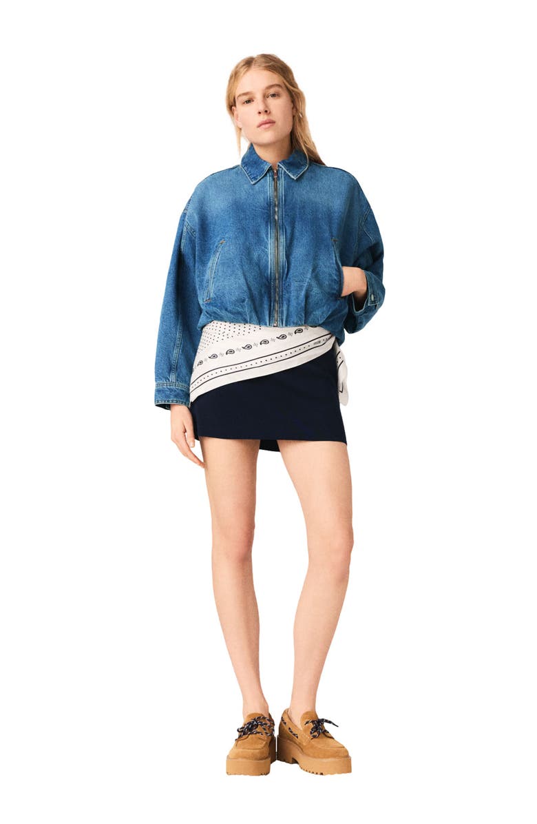 maje Denim bomber jacket, Main, color, Blue