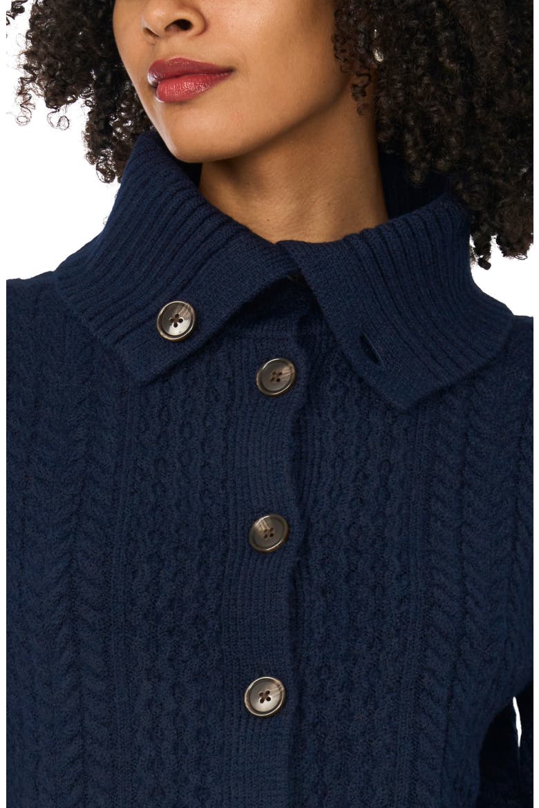Cable Knit Cardigan with Collar, Alternate, color, NOT SO NAVY