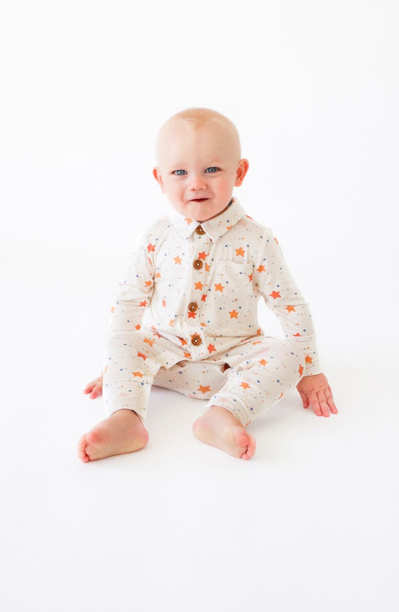 Posh Peanut Jetson Patterned Henley Romper, Alternate, color, 