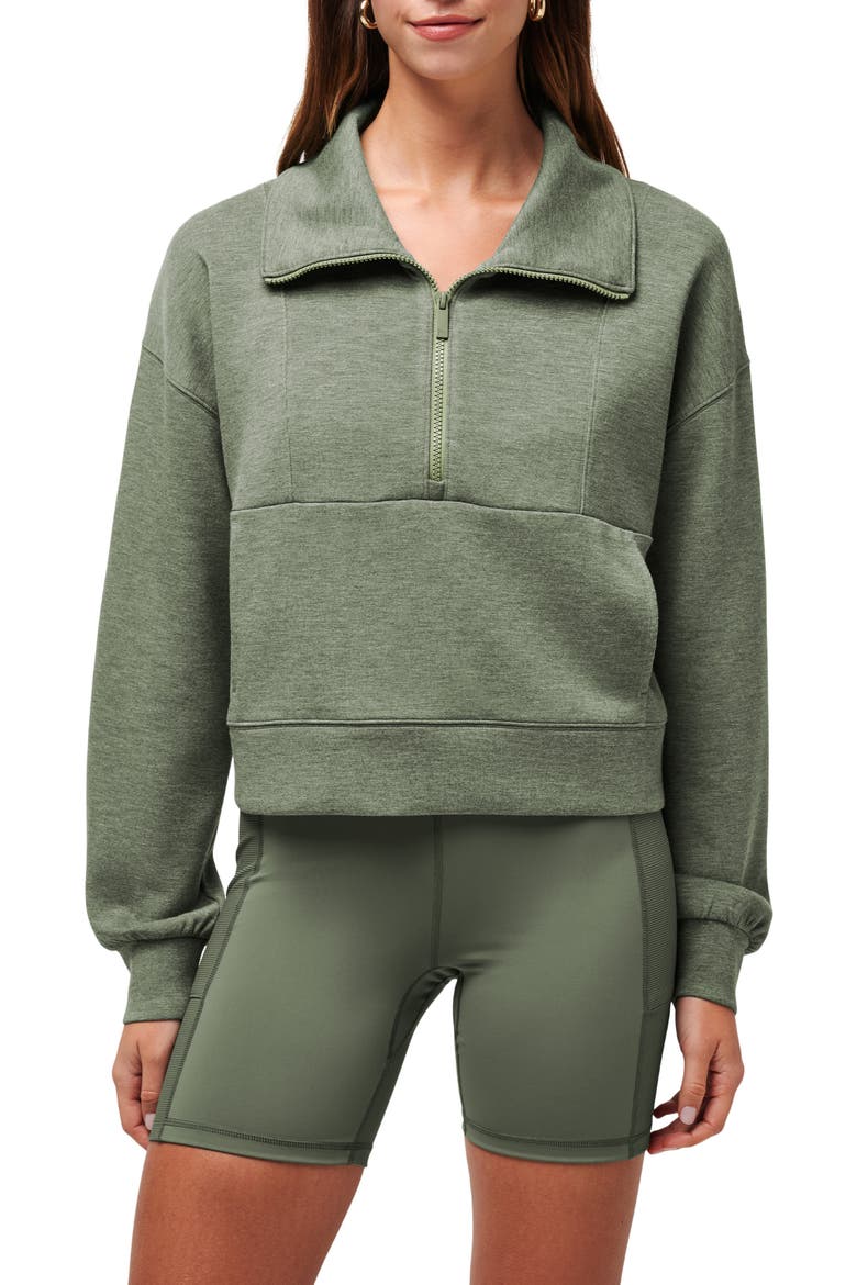 Skyloft Half Zip Top, Main, color, HEATHER AGAVE GREEN
