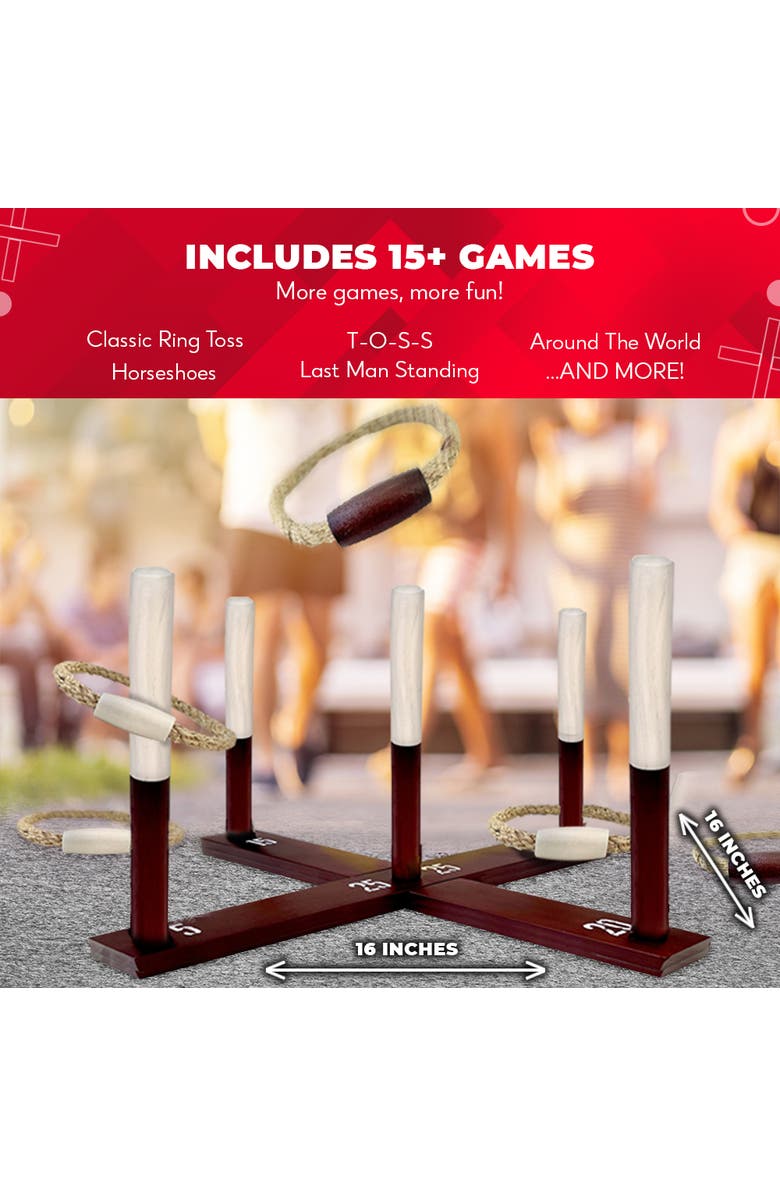Swooc Games Rustic Ring Toss Outdoor Game, Alternate, color, Brown
