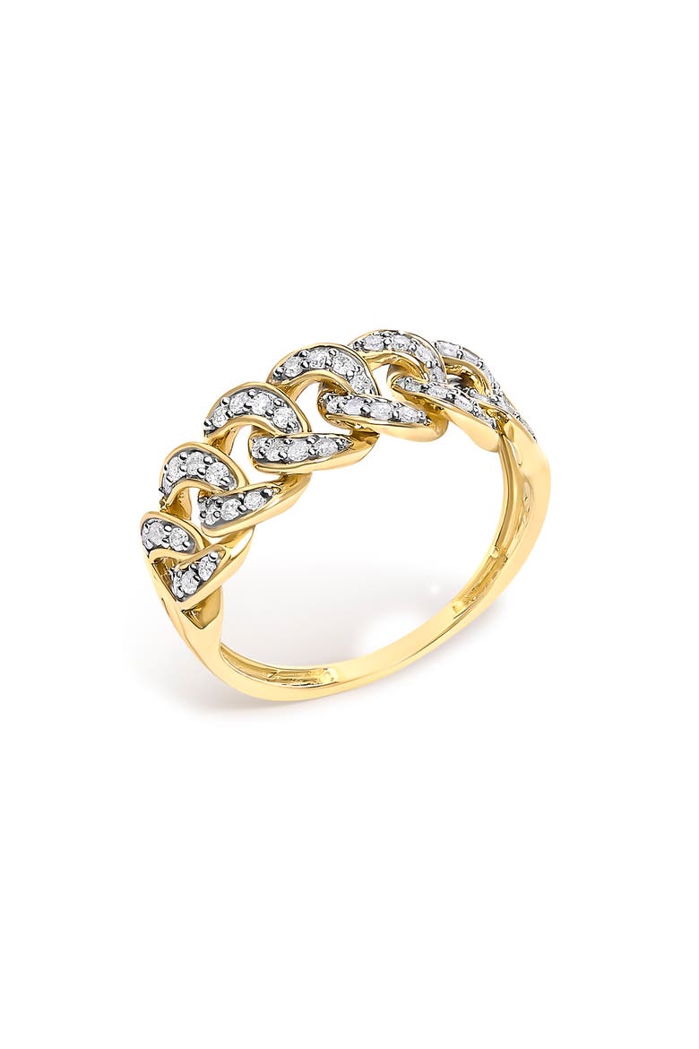 14K Yellow Gold Plated Sterling Silver 1/3 ctw Diamond Curb Link Band Ring, Alternate, color, Yellow Gold over Silver
