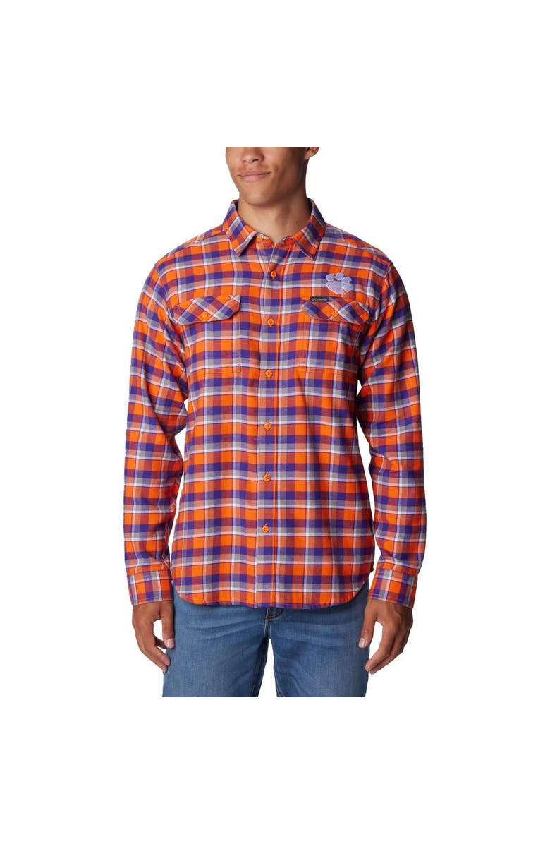 Columbia Orange Clemson Tigers Flare Gun Flannel Long Sleeve Shirt, Main, color,