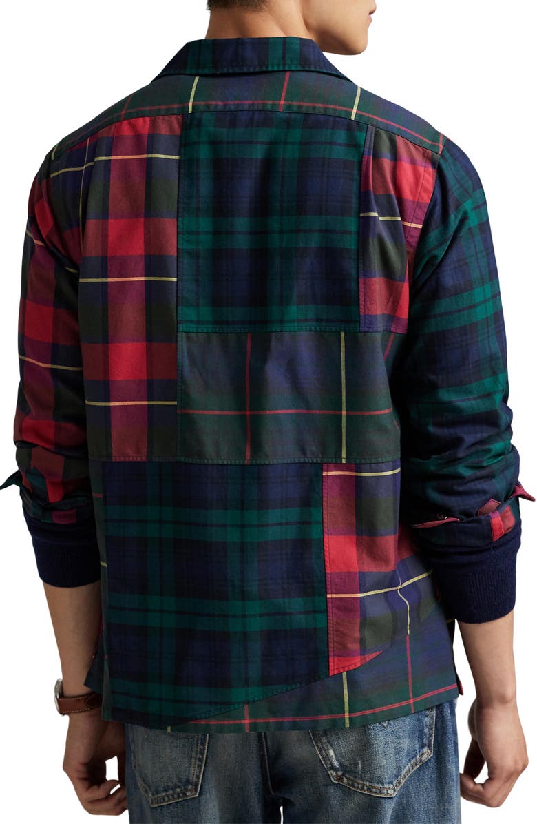 Polo Ralph Lauren Classic Fit Patchwork Oxford Camp Shirt, Alternate, color, Tartan Pieced Shirt