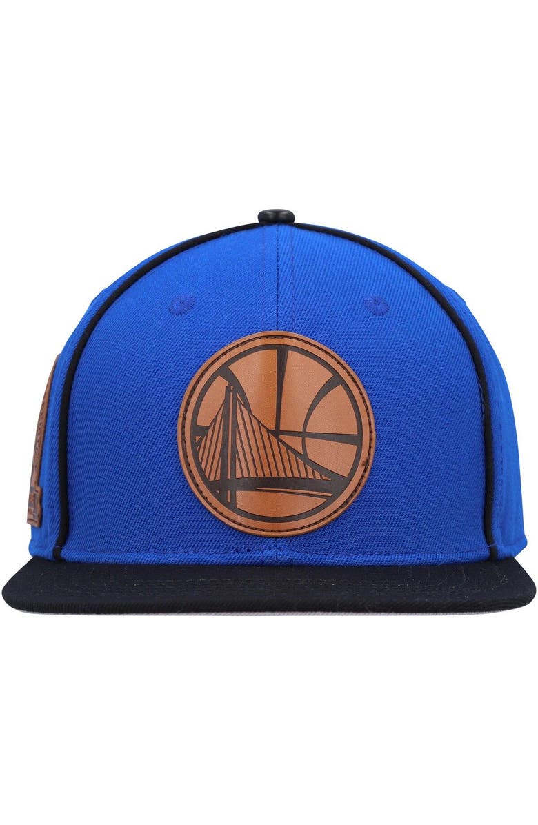 PRO STANDARD Men's Pro Standard  Royal/Black Golden State Warriors Heritage Leather Patch Snapback Hat, Alternate, color, Royal