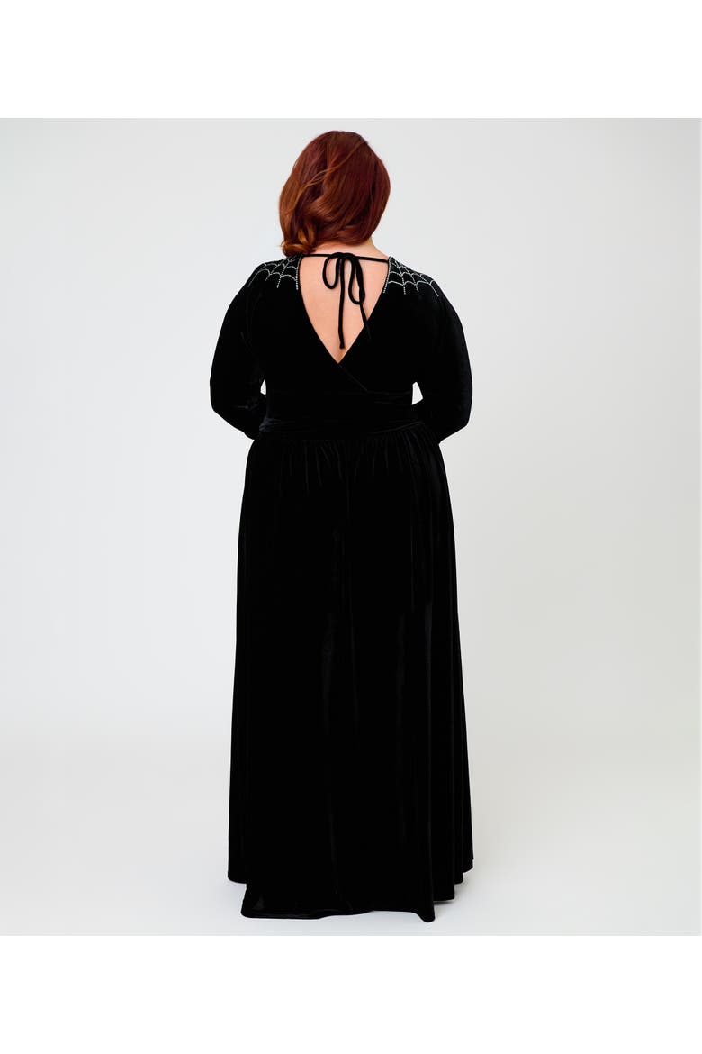Plus Size 3/4 Sleeve Batwing Maxi Dress, Alternate, color, Black w/ Rhinestone